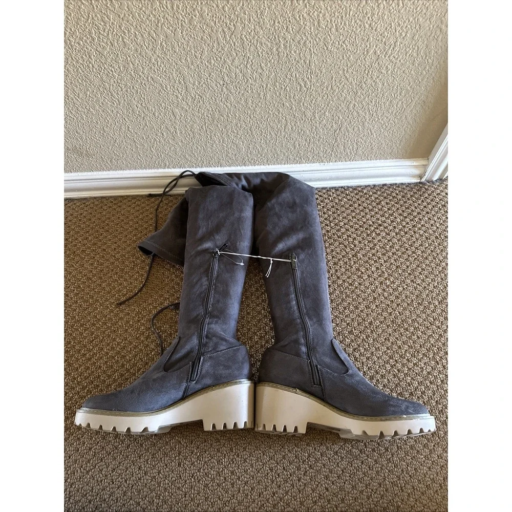 NEW NICOLE MILLER Gray Over the Knee Boots Size‎ 8